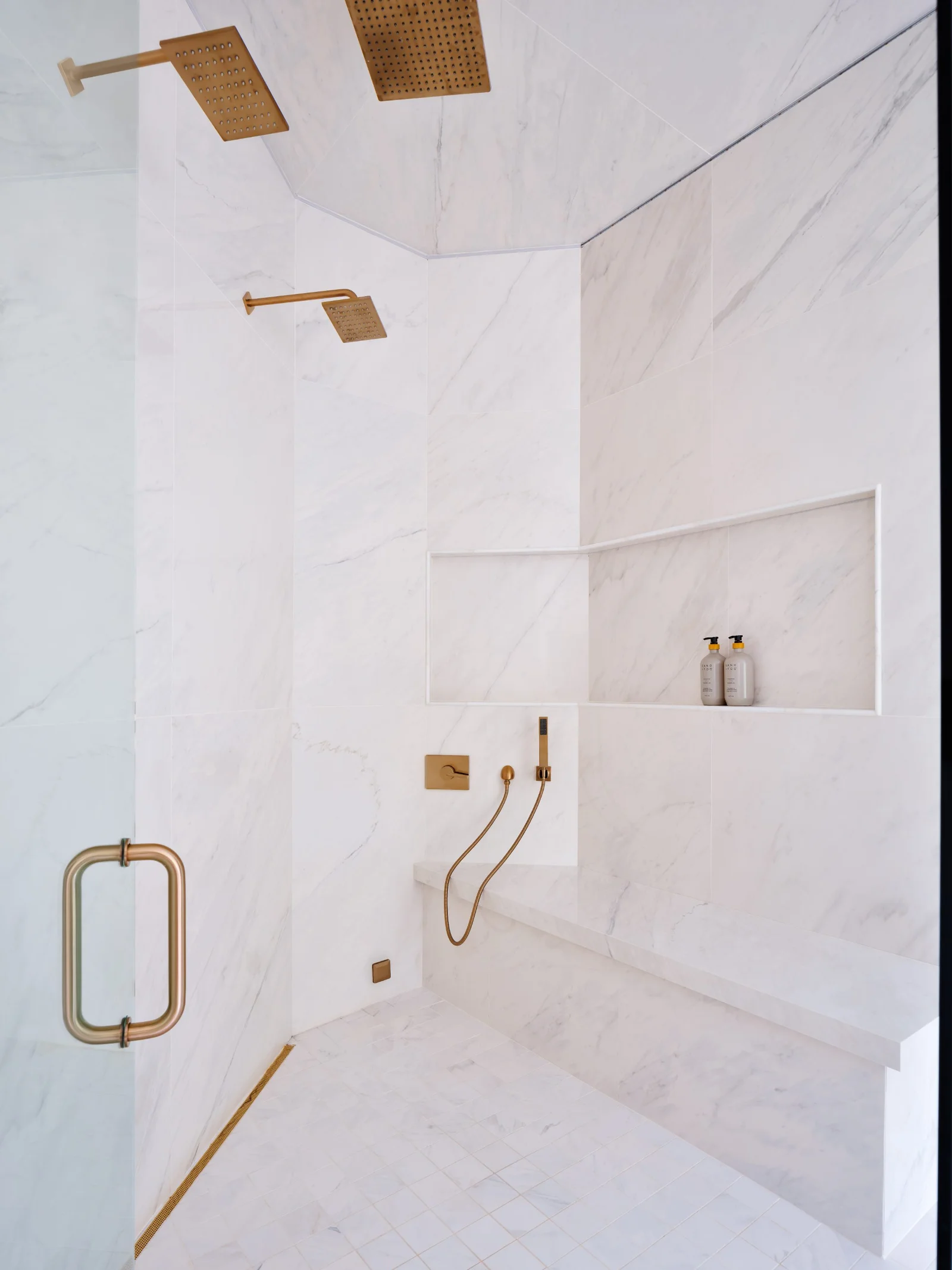 Marble walk-in shower