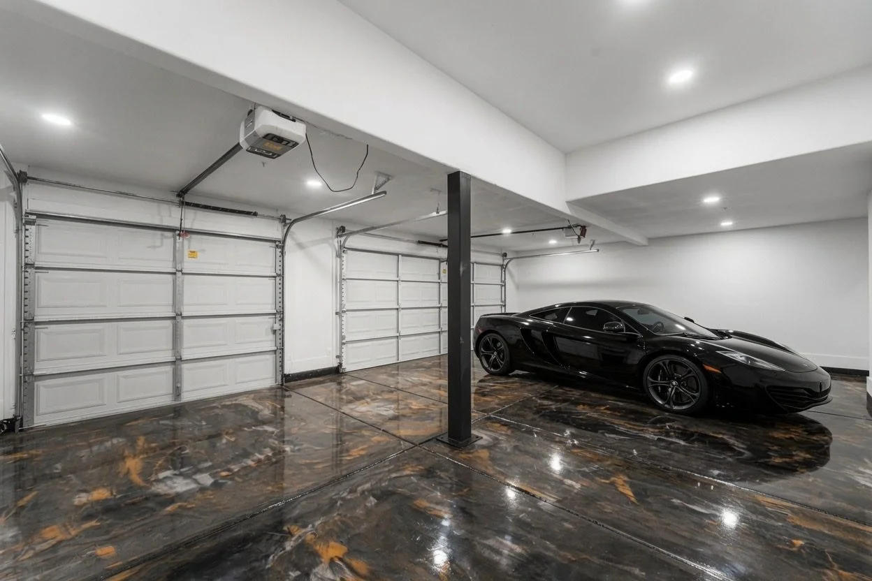 Garage, metallic epoxy floor