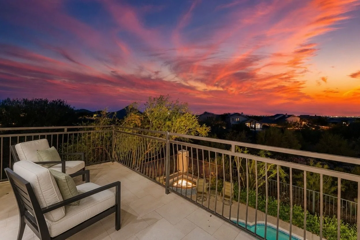 Balcony at sunset — McDowell views