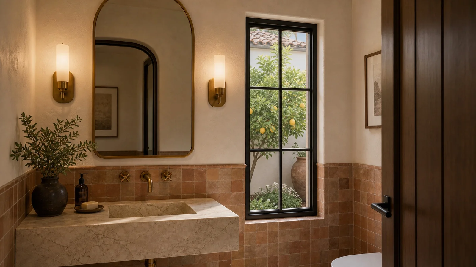 Modern Spanish Powder Bath