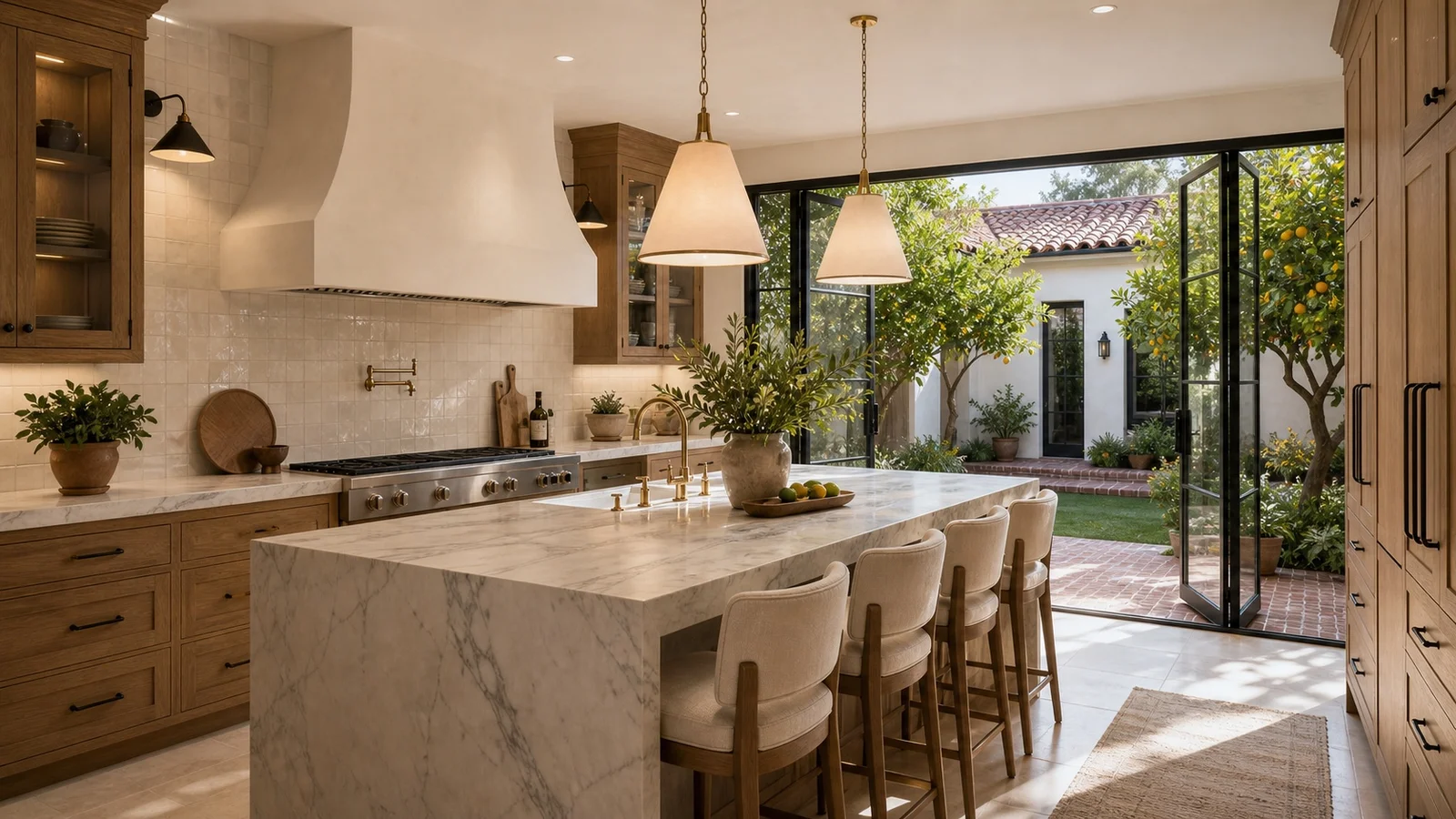 Marble island kitchen